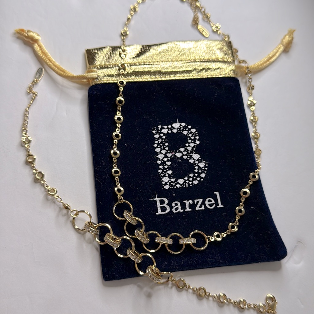 Barzel Women’s 18k Gold Plated Necklace And Bracelet Set New